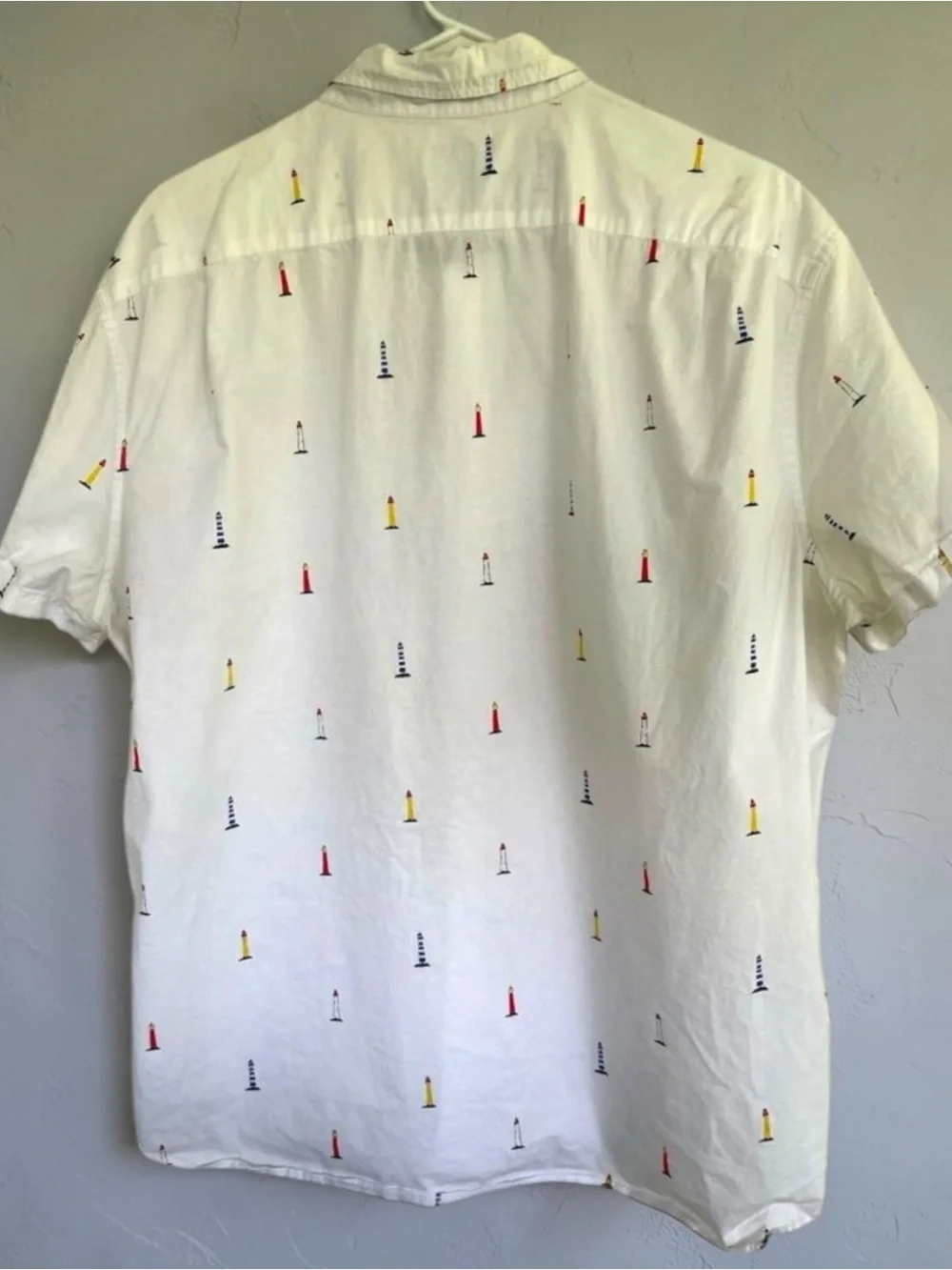 J. Crew Lighthouse Print Button Down Shirt Men’s XL Coastal Nautical